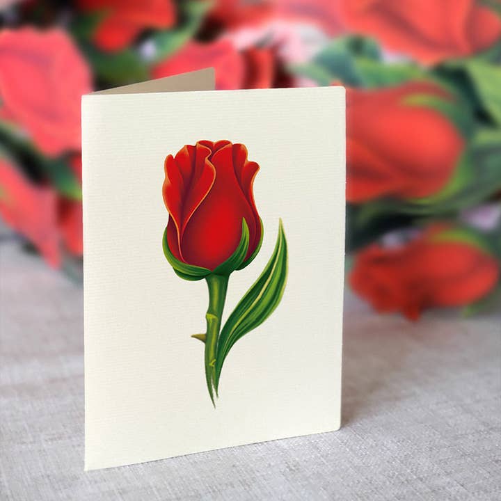 FreshCut Paper LLC - Wholesale Everyday Greeting Card - Red Roses (8 Pop-up Greeting Cards)