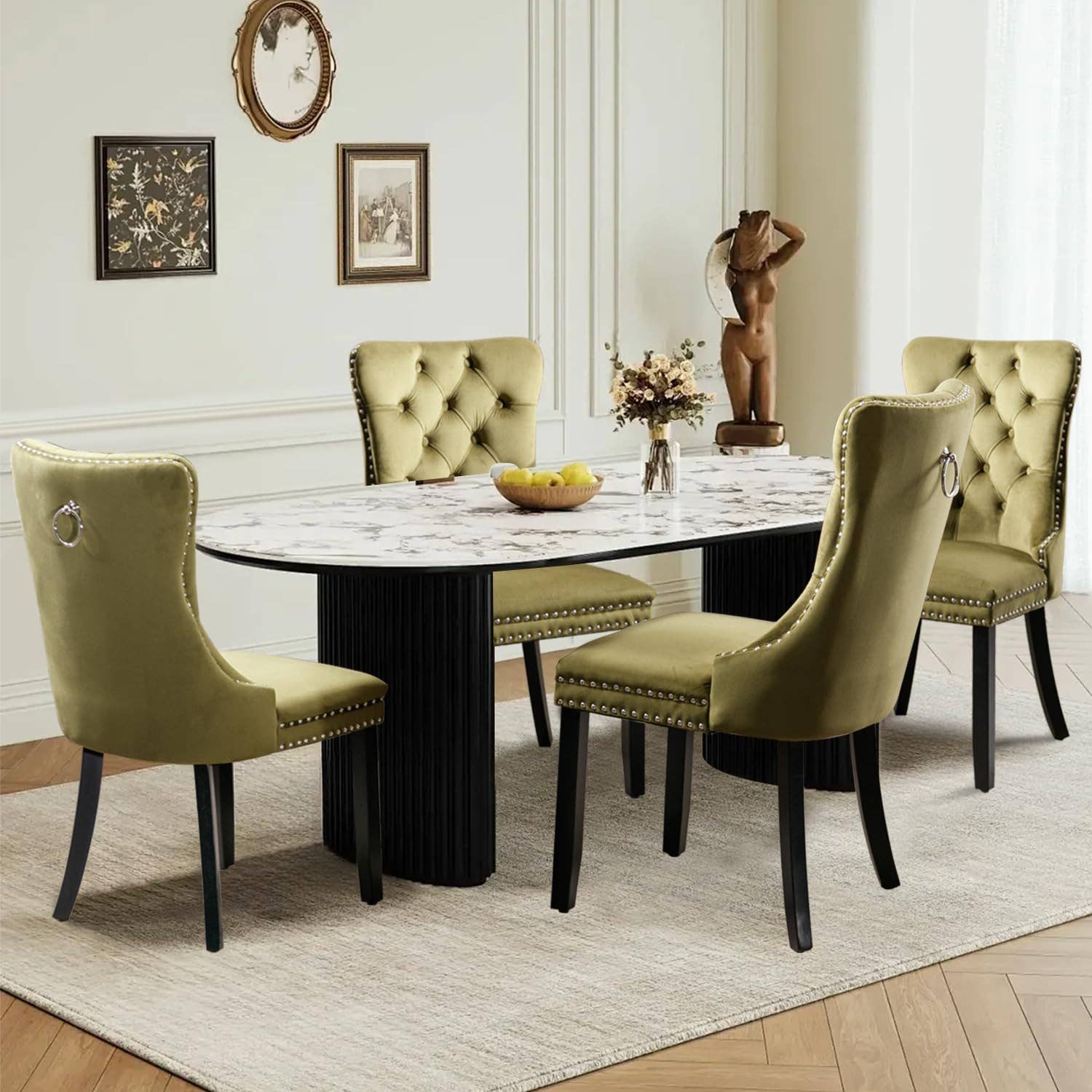 Modern Home Touch – wholesale Chair – Shena Set of 2 Velvet Kitchen Dining Chairs Knocker Back12