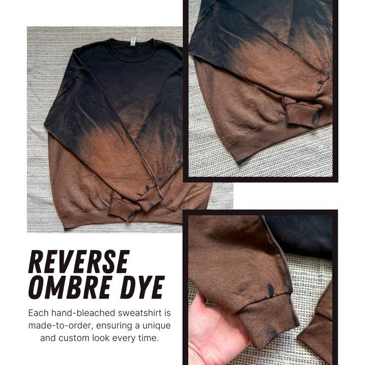 Salty Ocean Crew - Wholesale Sweatshirt - Women's - Black Reverse Ombre Tie Dye Bleached Sweatshirt2