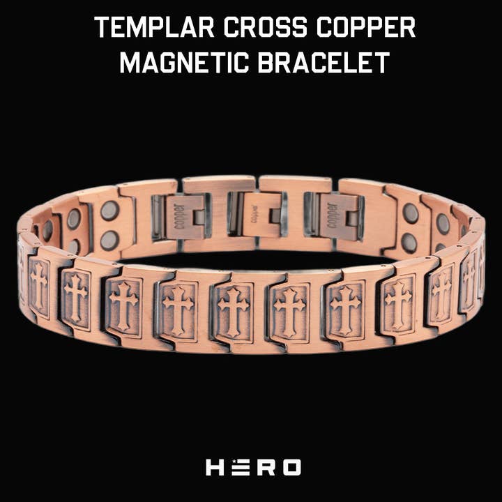 Templar Cross Koperen Magnetische Armband: Helpt Veteranen Koppelen Aan Een Hulphond Of Asielhond - Faire voor wholesale door The Hero Company