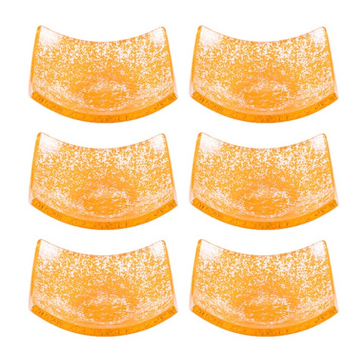 Glasgeschirr 3,5" x 3,5" x h:1,25" 3 oz. Quadratische orangefarbene Glas-Ramekin (Set mit 6) für den Großhandel von TURGLA HOME