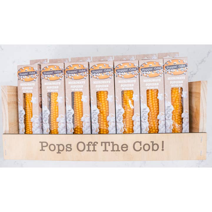 Poppin' Cobs Popcorn - Vente Pop-corn - Popcorn pour micro-ondes - Pack individuel avec présentoir de comptoir1
