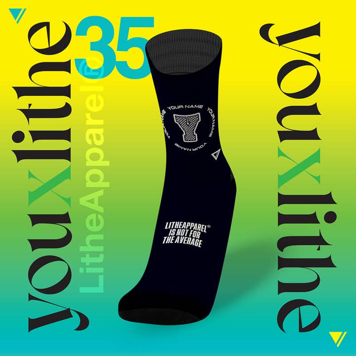 YOU X LITHE | CUSTOMIZED SOCKS | CAPITAL BLACK for wholesale by LITHE APPAREL