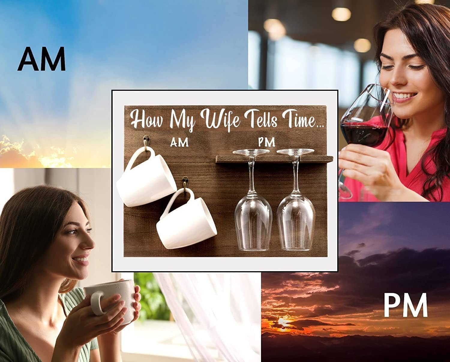 Bezrat - Venta al por mayor Botelleros - Botellero de madera Cómo mi esposa dice el tiempo2