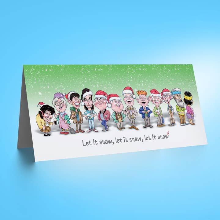 Auld Pals Whole Gang - Green DL Christmas Card for wholesale by Pureminted