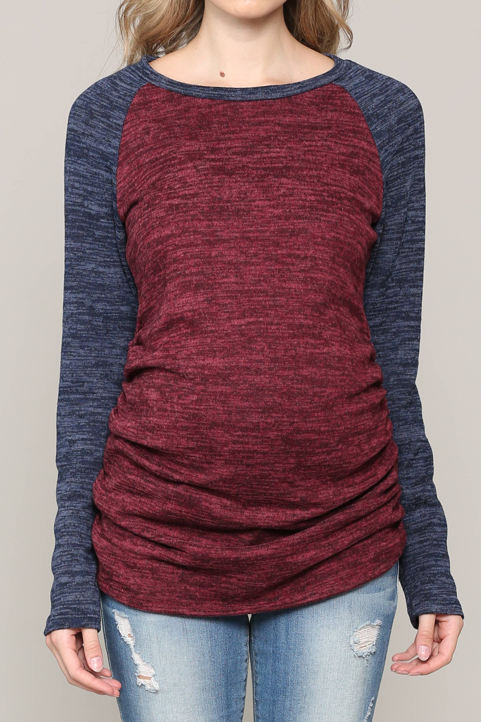 Hello Miz - Venta al por mayor Camiseta corta - Jersey color block jersey tejido maternidad27