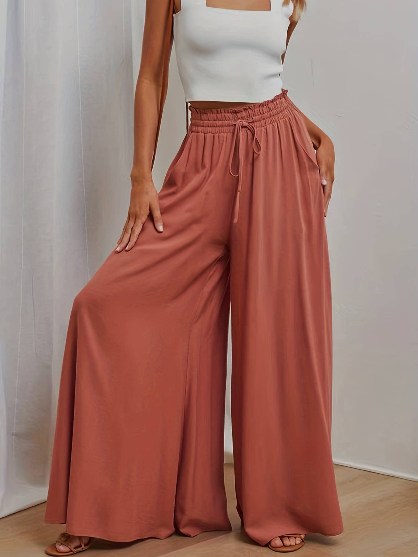 Lily Clothing - Wholesale Pants - Women's - High-Waisted Wide-Legged Pants Long Skirt Pants7