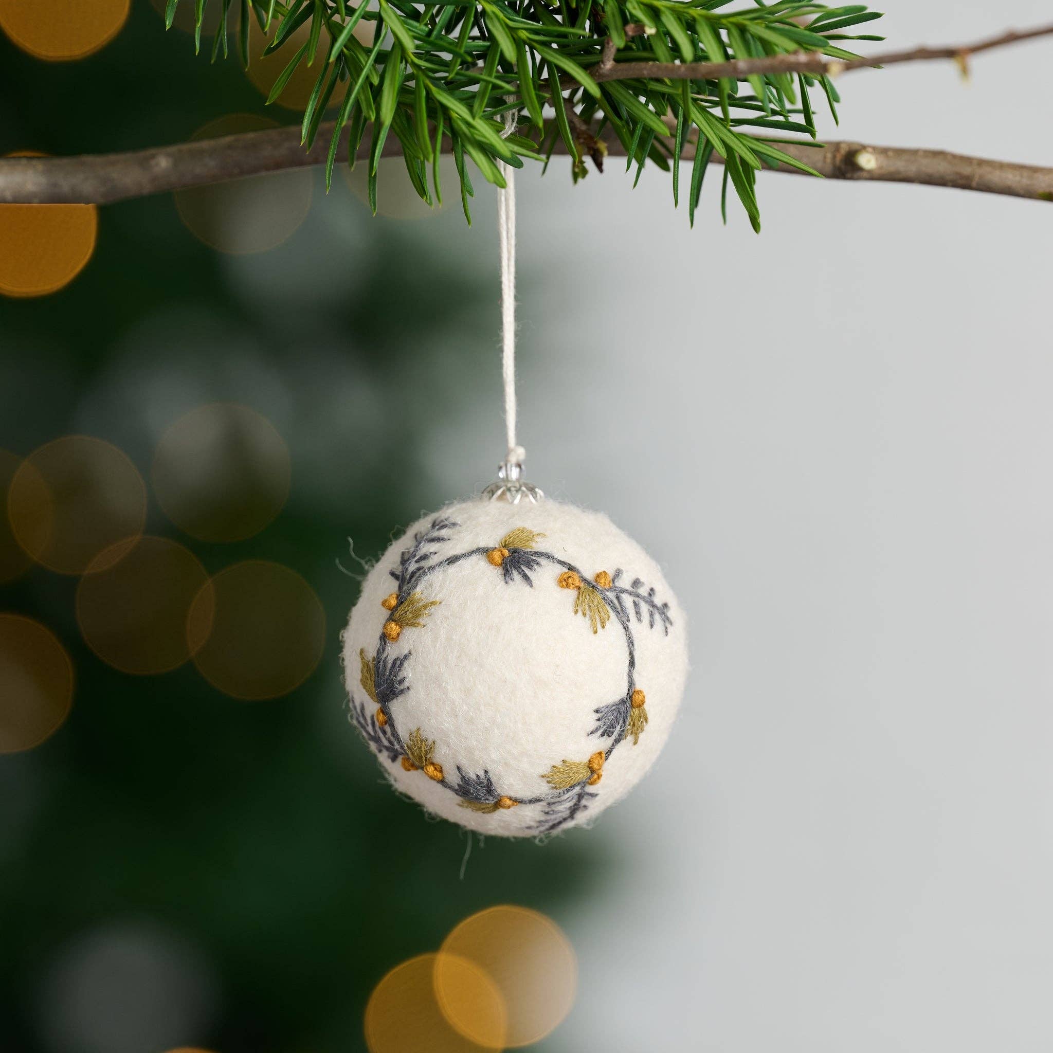 Ten Thousand Villages - Wholesale Ornament - Lovely Wreath Embroidered Felt Ball Ornament