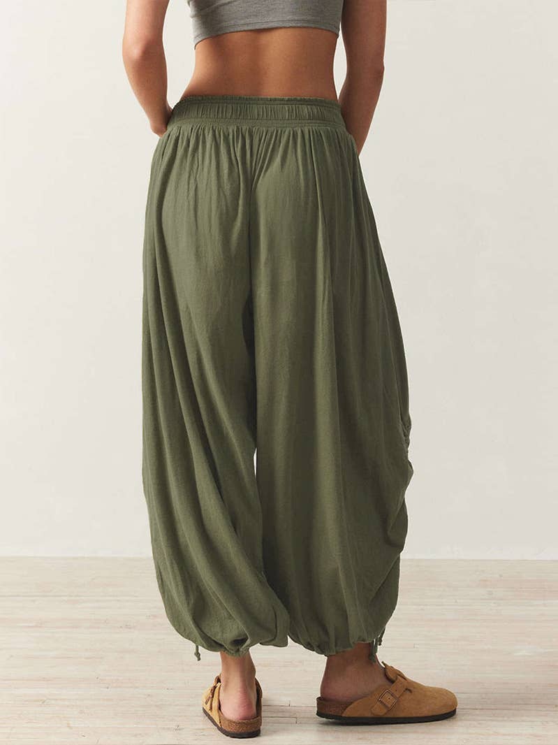 Rosa Clothing - Wholesale Pants - Women's - Stylish Casual Drawstring Lace-Up Bloomers8