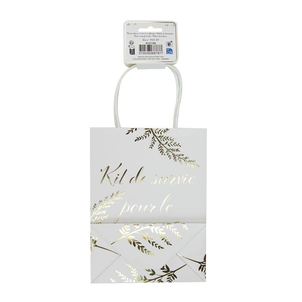 Tim&Puce Factory - Wholesale Gift Bag - D-DAY SURVIVAL PAPER BAG WHITE FERN3