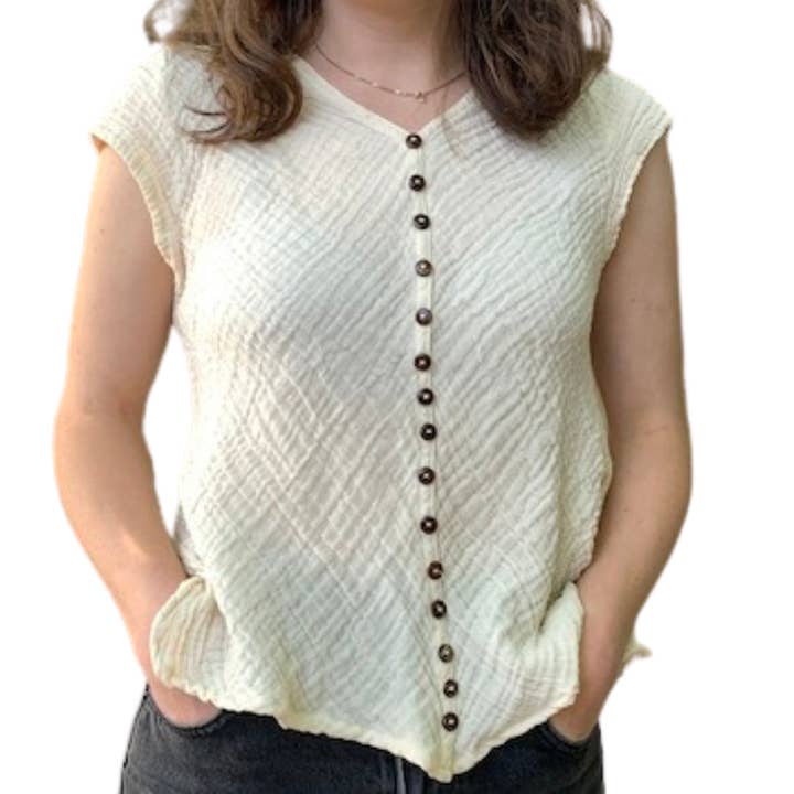 Unique Batik Fair Trade - Wholesale Blouse - Women's - Button Top | 100% Gauzy Cotton with Coconut Buttons