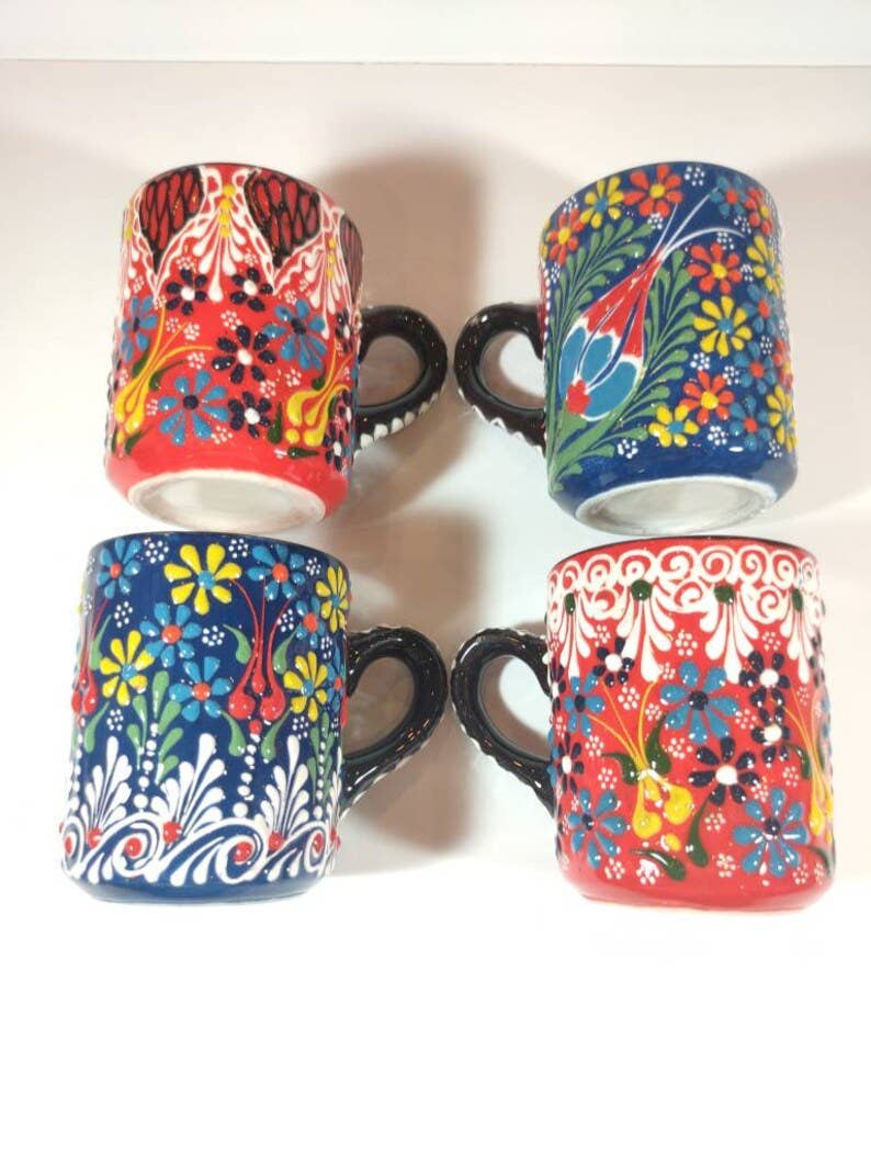 Mediterranean Collection – Großhandel Kaffeebecher – Türkische, handgefertigte türkische Keramiktassen, 20 Stück, sortiert 2