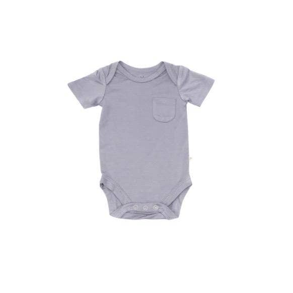 SHORT SLEEVE BODYSUIT IN RAIN CLOUD for wholesale by Solco baby