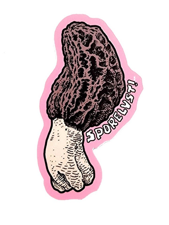 Morel Die Cut Sticker for wholesale by Sporelust!