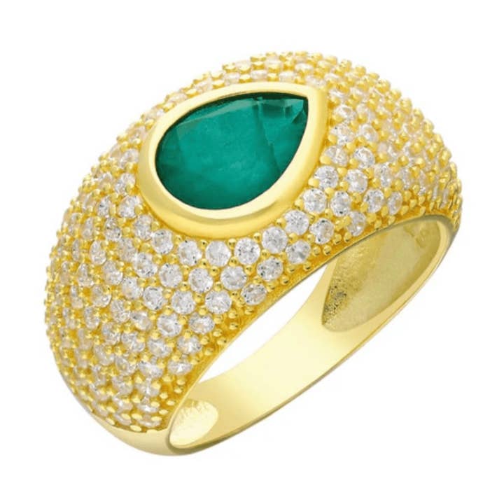 Dome Pave Emerald Ring for wholesale by Selen Jewels