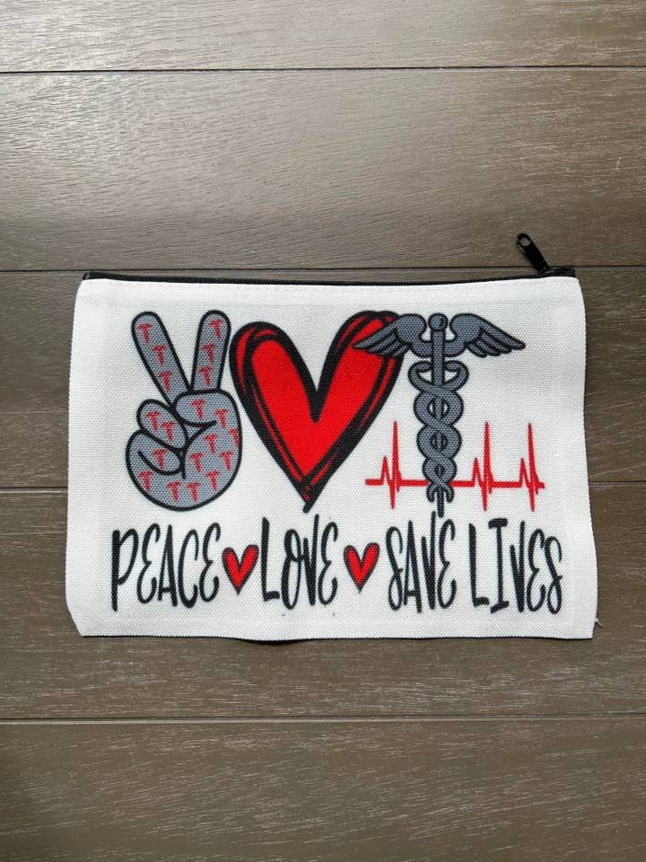 Trousse trucco Peace Love Save Lives per la vendita all'ingrosso da parte di The Crazy Craft Girl LLC