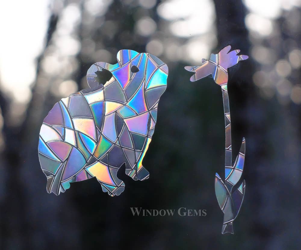 Window Gems - Wholesale Suncatcher - Mini Pika Window Clings - Prismatic Bird Strike Prevention0