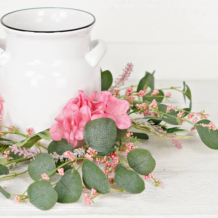 Impressive Enterprises, Inc. - Wholesale Wreath - 35632-16in(6.5) Wreath-Pink Hydrangea Garden6