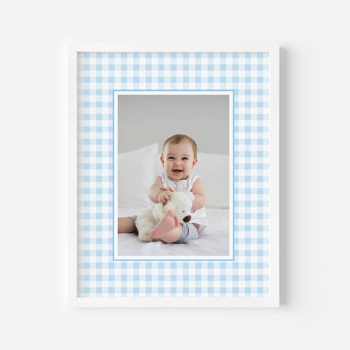 Blue Gingham Photo Mat for wholesale by Mat & Ink