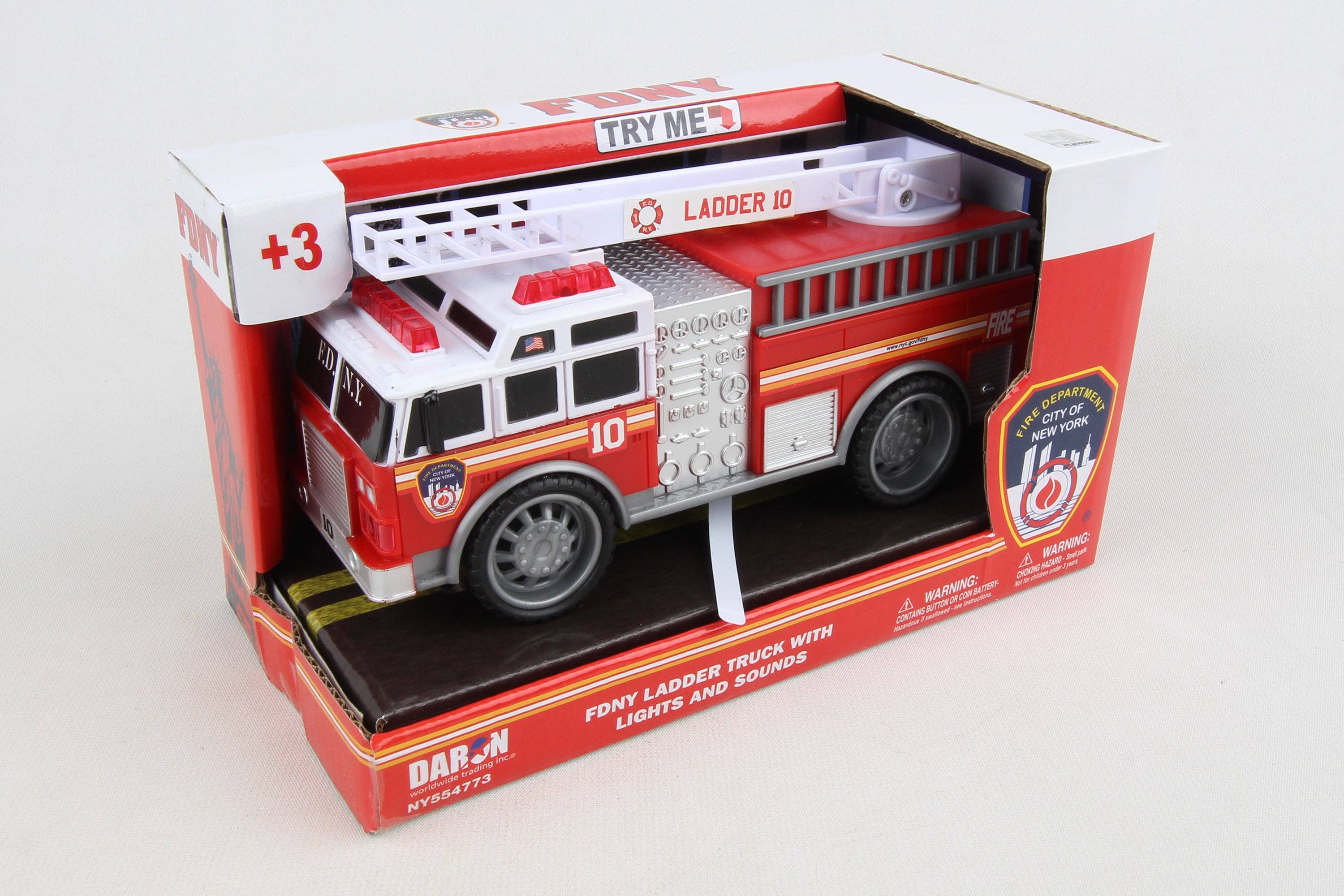 Daron Worldwide Trading – Carro/camião de brinquedo - Crianças por atacado – Caminhão de Bombeiros FDNY com luzes e sons da Daron Toys