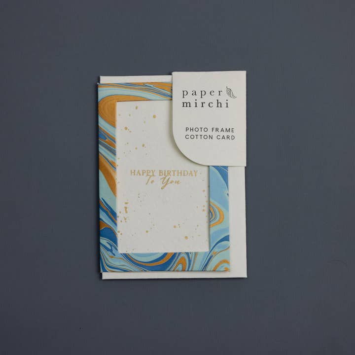 Paper Mirchi - Wholesale Birthday Card - Keepsake Marble Greeting Card - Photo frame Summer Sky