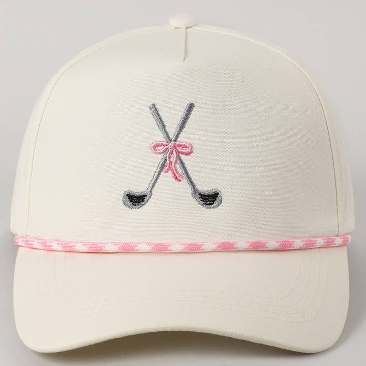 Fashion City - Wholesale Trucker Hat - Unisex - Golf Clubs with Ribbon Embroidered Trucker Hat