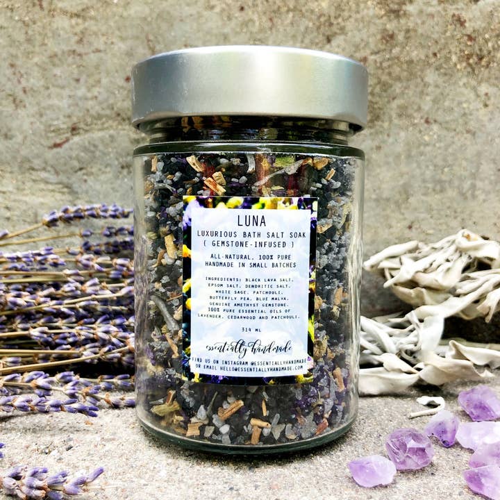Luna Amethyst Gemstone Natural Botanical Bath Salt Soak for wholesale by Ritual:Wild