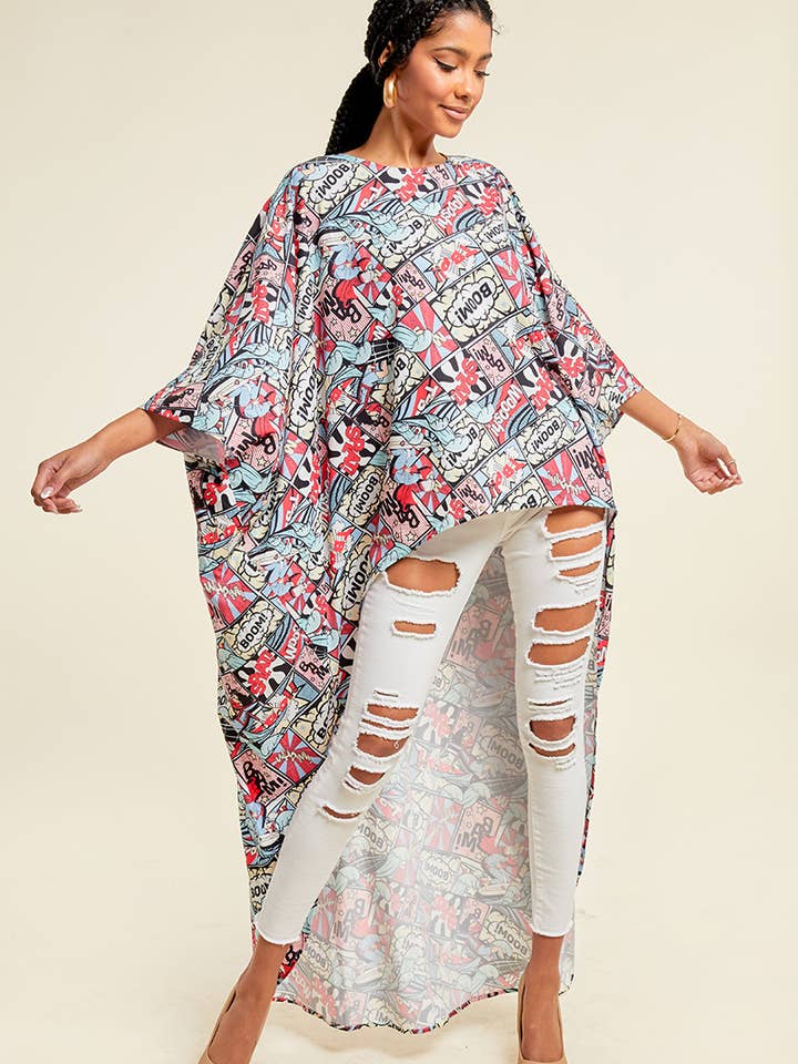 PLUS SIZE - PRINTED OVERFITTING ASYMMETRIC TOP for wholesale by QMP Moda