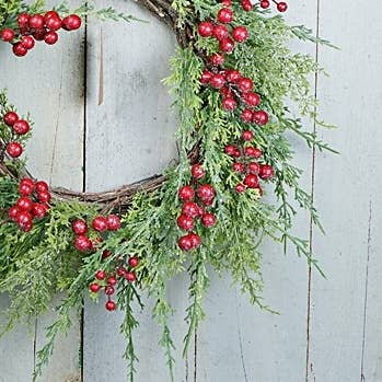 Impressive Enterprises, Inc. - Wholesale Wreath - ISB78030- 22in Snowy Cedar and Red Berry Twig Wreath1