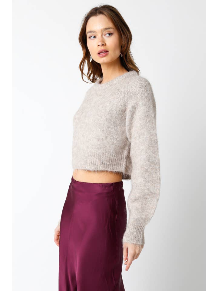 Olivaceous - Wholesale Knit Sweater - Women's - Clio Cropped Sweater1
