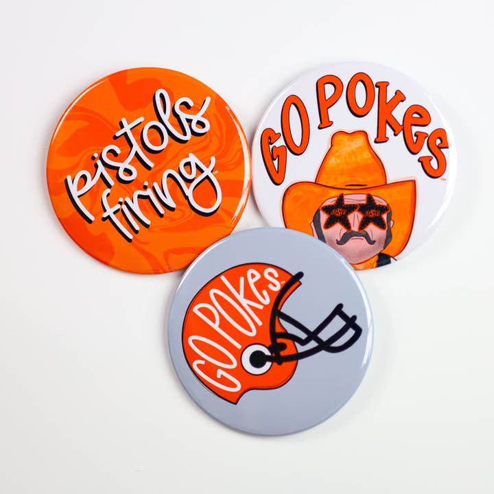 Oklahoma State University Game Day Buttons | OSU Gameday Pin for wholesale by Tailgated Co.