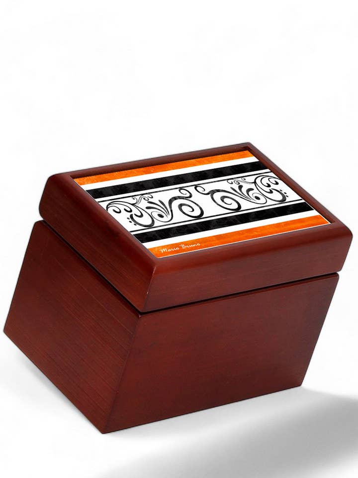 TRÄLÅDA: Fodrade tepåsar Trälåda med tryckt kakellock - Opera ”Mario Bruno Design 02" (Kopiera) för wholesale av SublimArt