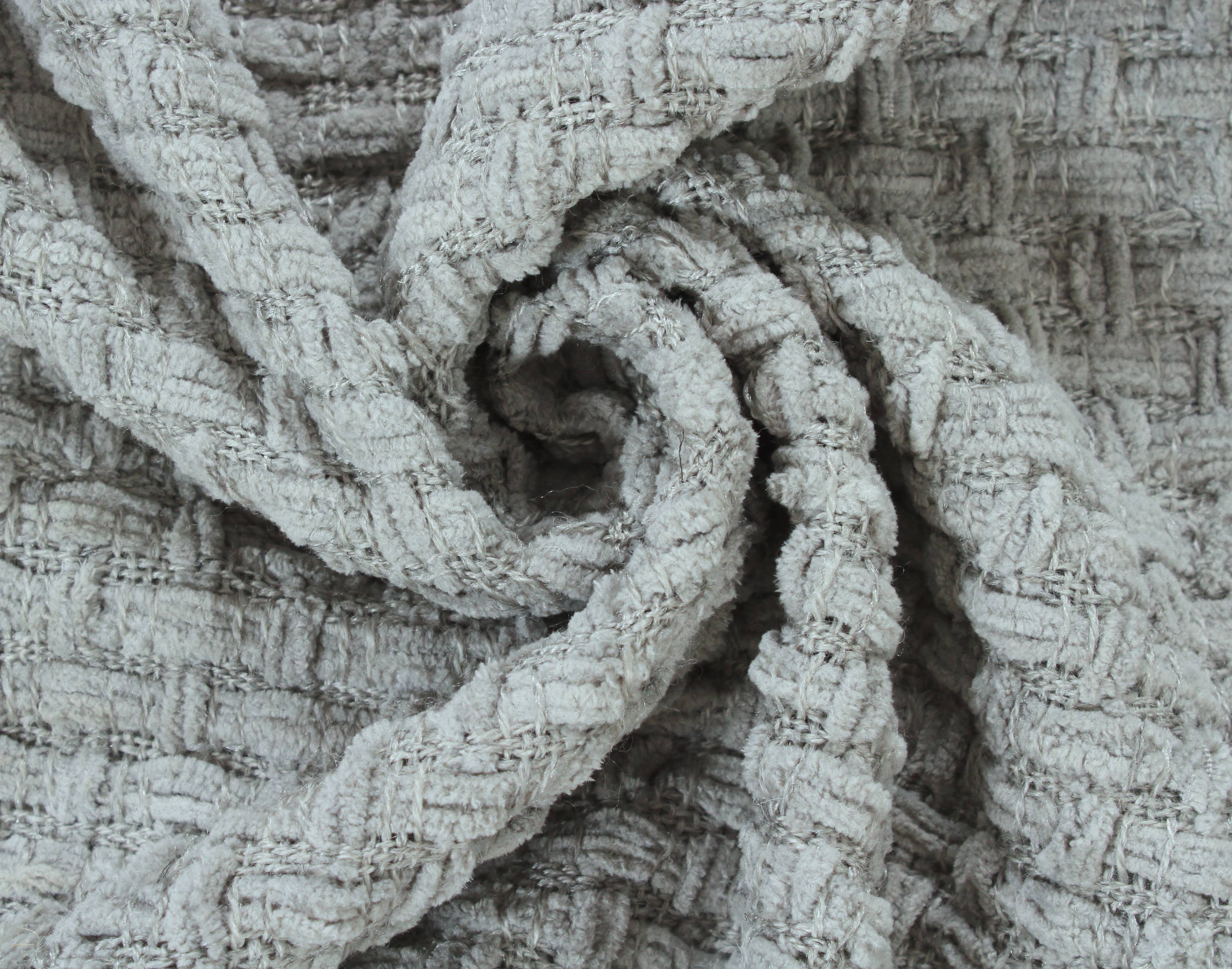 Fabstyles - Venta al por mayor Mantas de sofá - Manta Fabstyles tejida en chenilla con diseño de cesta, 127x152 cm (50x60 pulgadas)10