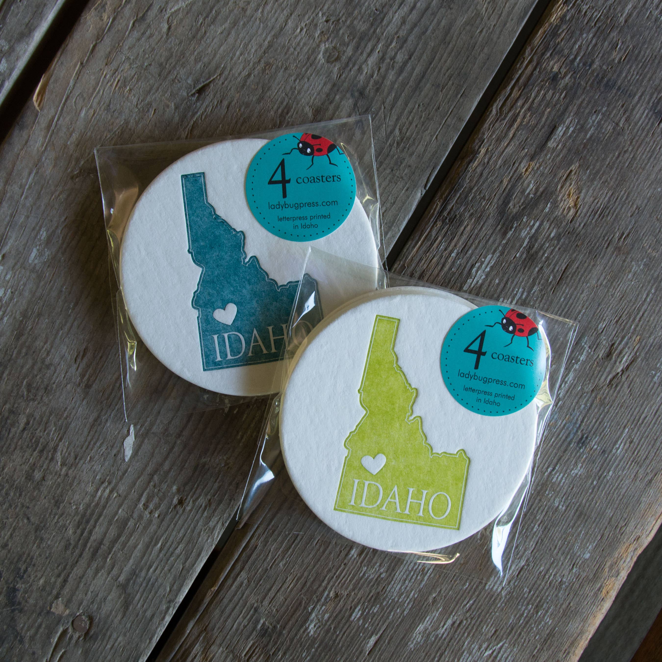 Ladybug Press - Wholesale Coasters - Idaho Heart Coasters0