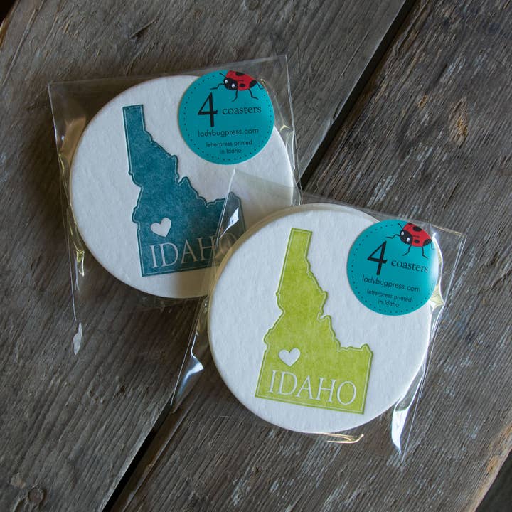 Ladybug Press - Wholesale Coasters - Idaho Heart Coasters0