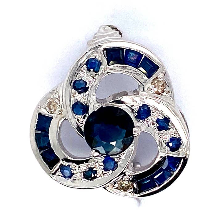 Sapphire Brooch in .925 Sterling Silver - KSBR 74588 for wholesale by Kotawala Jewels