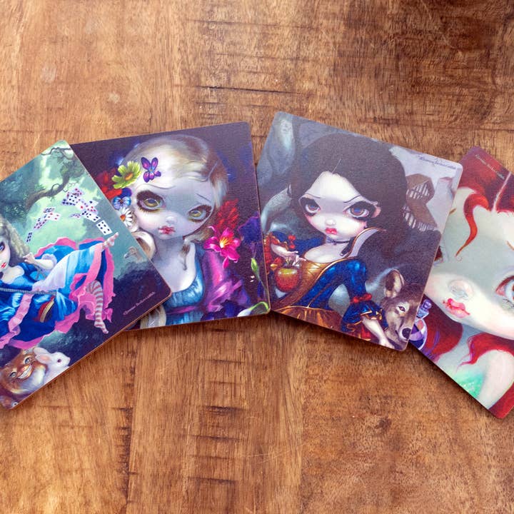 Jasmine Becket-Griffith  Fantasy Laser-Cut Wood Coaster Set for wholesale by LaserMach