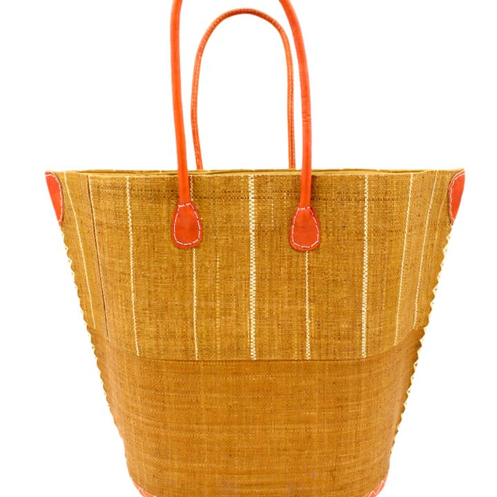 Shebobo - Wholesale Beach Bag - Santa Cruz Two Tone Pinstripes Large Straw Tote Bag