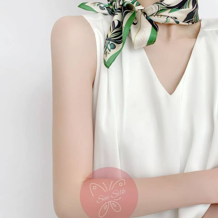 SueSilkHK - Wholesale Scarf - Women's - Paisley Style Large Fern Pattern Silk Scarf - Designer Original - Customizable Fabric and Size - Women's Scarf - Gift for Her1