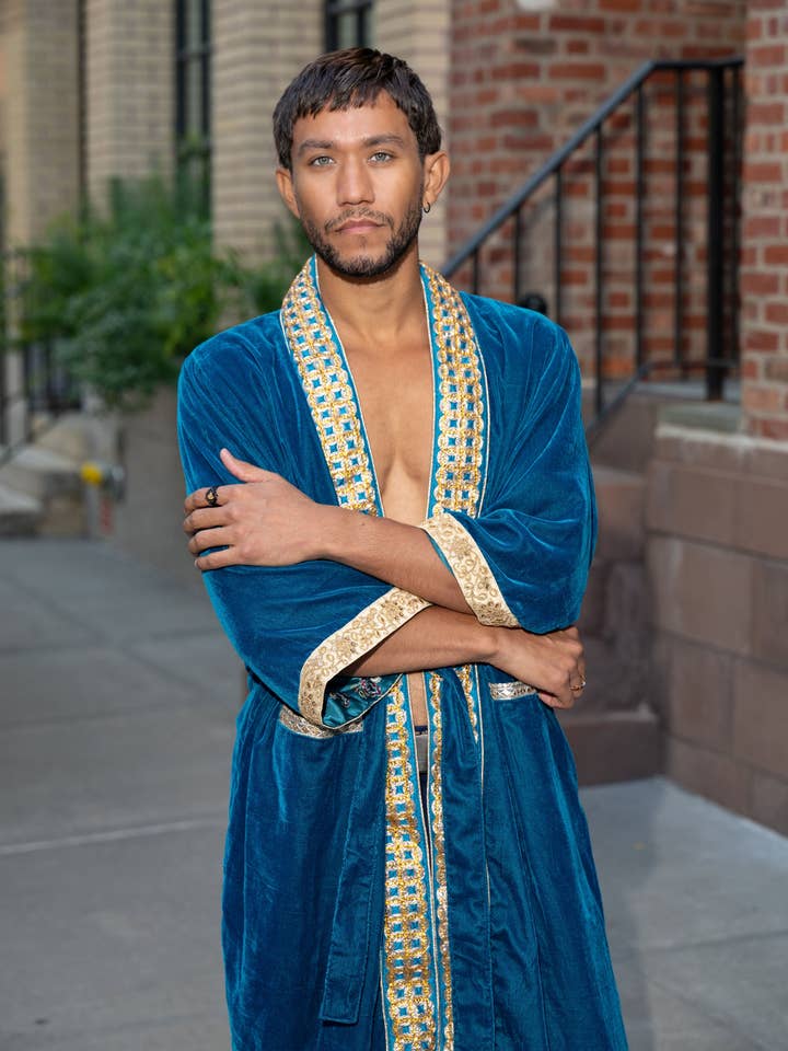 Teal Velvet Kimono - Himmel för wholesale av StandAwt