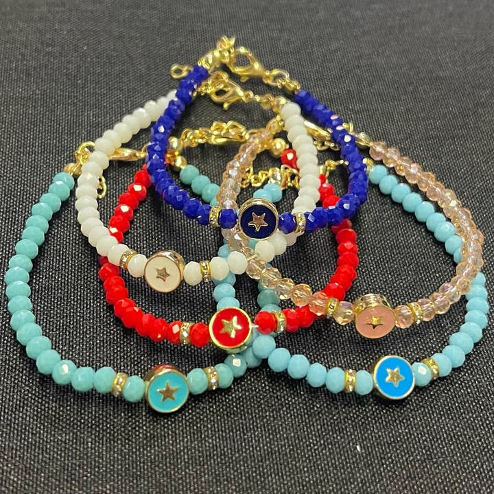Crystal Beaded Bracelet with Star Charm - 6 Color Options and other Purchase Wholesale sparkle beads. Free Returns & Net 60 Terms on Faire trending on Faire.