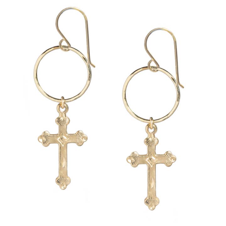 Boucles d'oreilles croix pour la vente par Amy Jennings Designs