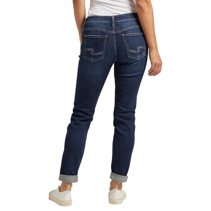 Indigo Silver Jeans Co. Boyfriend Mid Rise Slim Leg Jeans SSX365 for wholesale on Faire