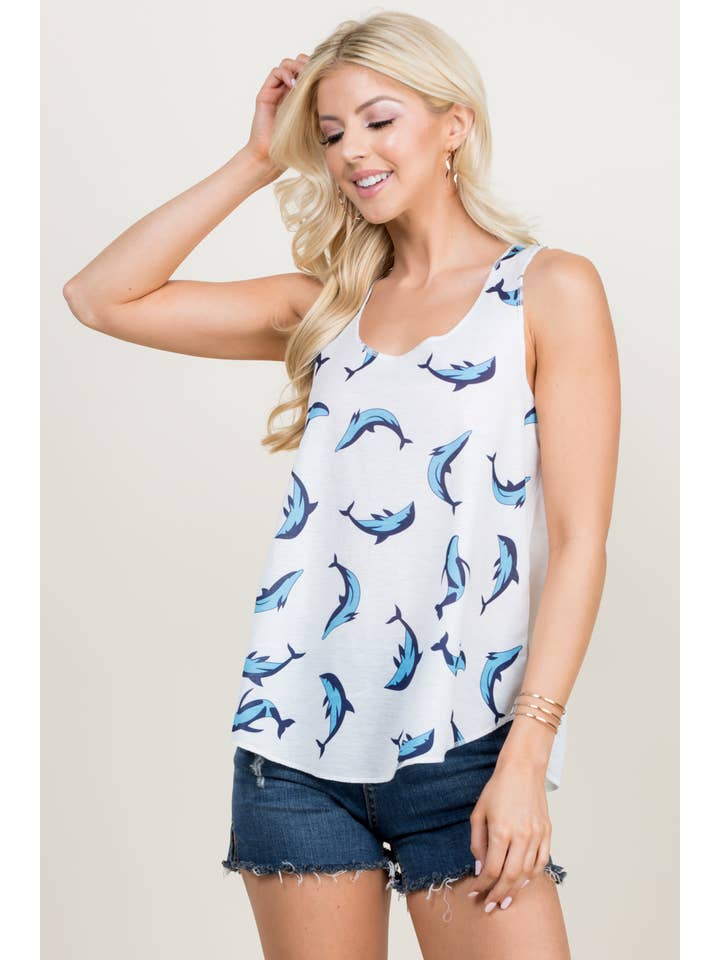 LA Soul - Wholesale Tank Top - Women's - Dolphin Print Graphic Tanktops1
