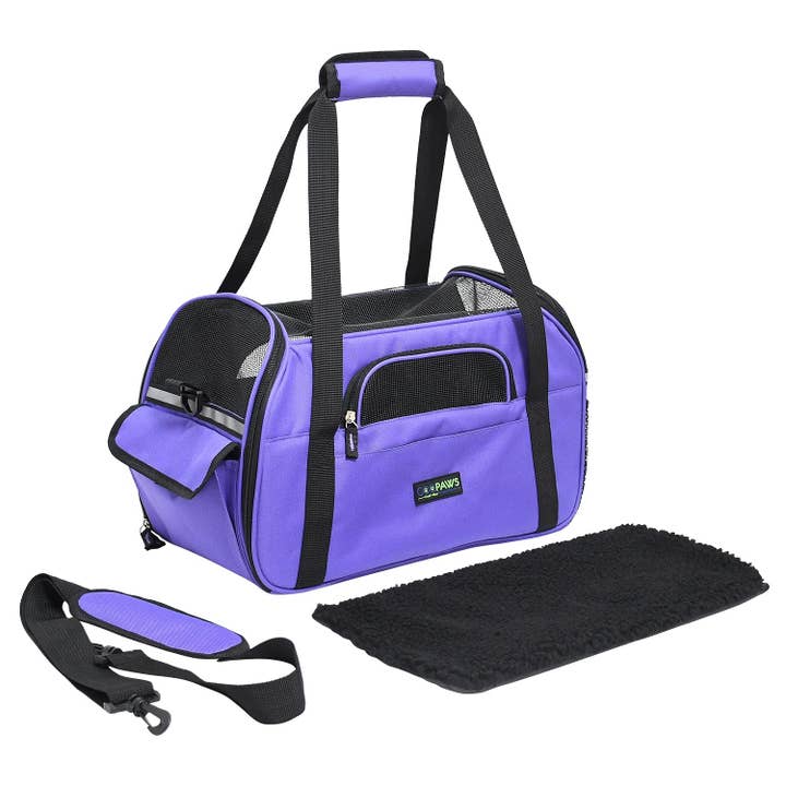 Jespet - Wholesale Pet Carrier - Cat/Dog - GOOPAWS Soft Sided Small Dog Carrier Comfort for Travel, Purple, 17"
