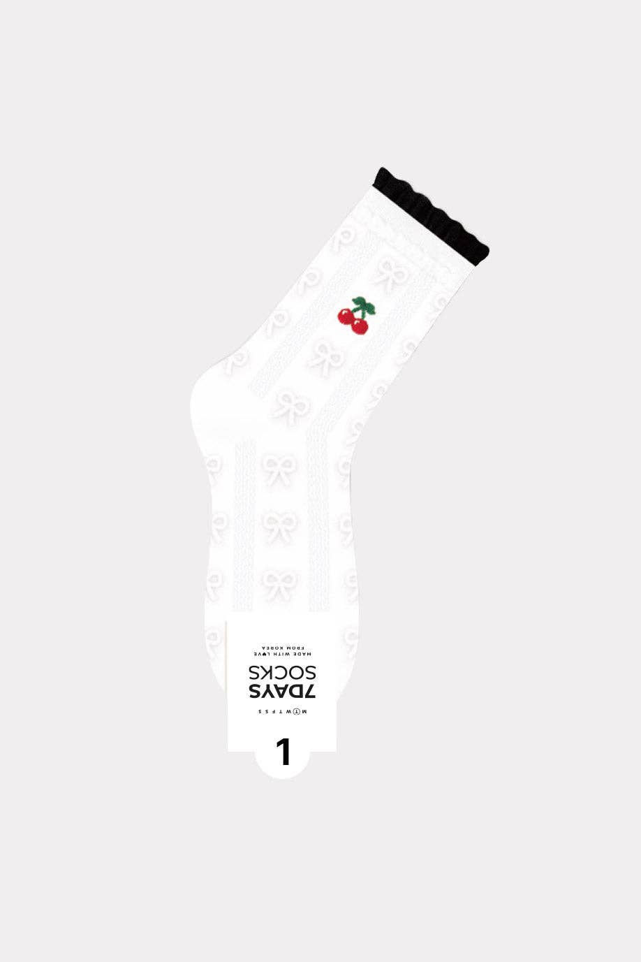 7DAYSSOCKS - Wholesale Socks - Women's - Women's Crew Cherry Lace Pattern Socks - Made in Korea0