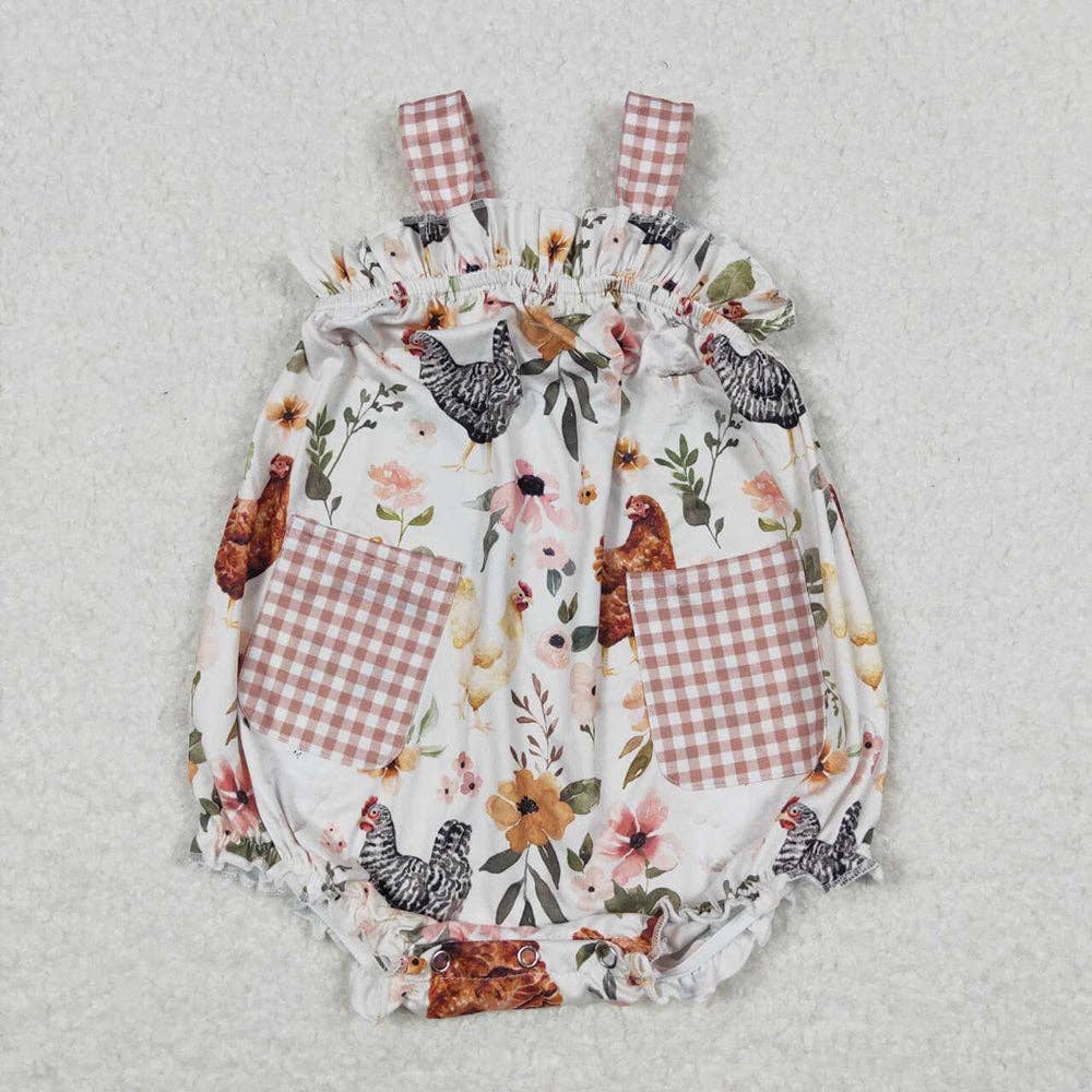 Aier Wholesale - Vente Body (sans pieds) – bébé - Barboteuse à poches en forme de poulet et de fleurs pour bébés et filles0