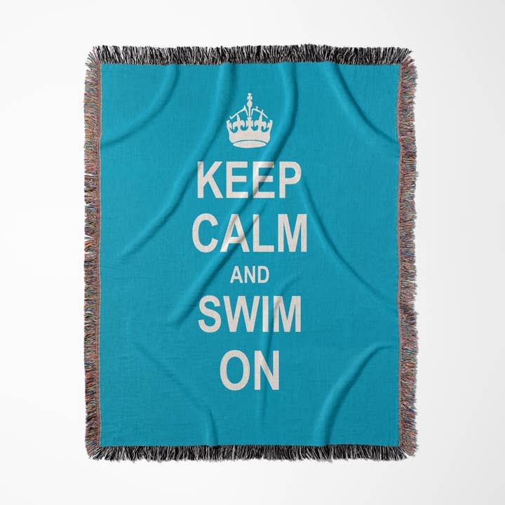 3dRose - Vendita all'ingrosso Plaid - 3dRose, Mantieni la calma e continua a nuotare - nuota con calma in blu - regali per nuotatori amatoriali o professionisti - divertimento in piscina umorismo divertente, Coperta0