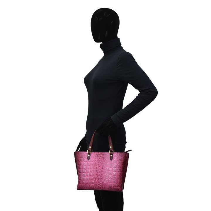 Anuschka | Vanya Lara (USA) - Wholesale Tote Bag - Women's - Croc Embossed Leather Medium Tote - 6935