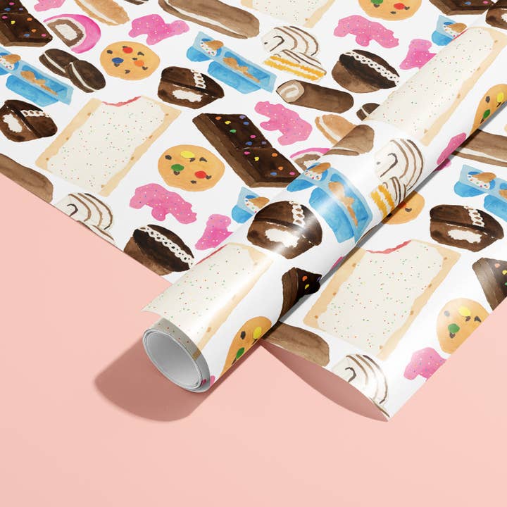 Gert & Co - Wholesale Wrapping paper roll - Nostalgic Junk Food Gift Wrap | Junk Food Wrapping Paper1